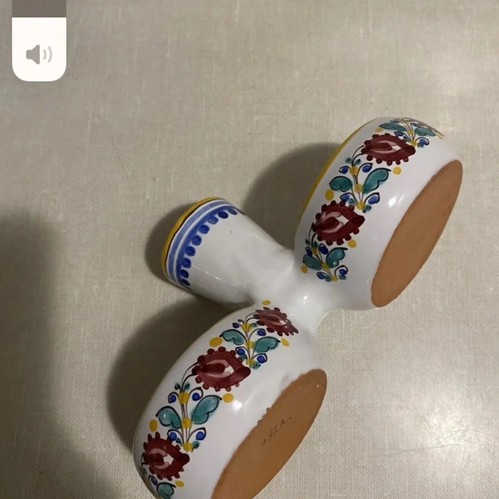 Salt Cellar Condiments Dish Signed Bottom HK  Vintage‎ Ceramic Terracotta Base